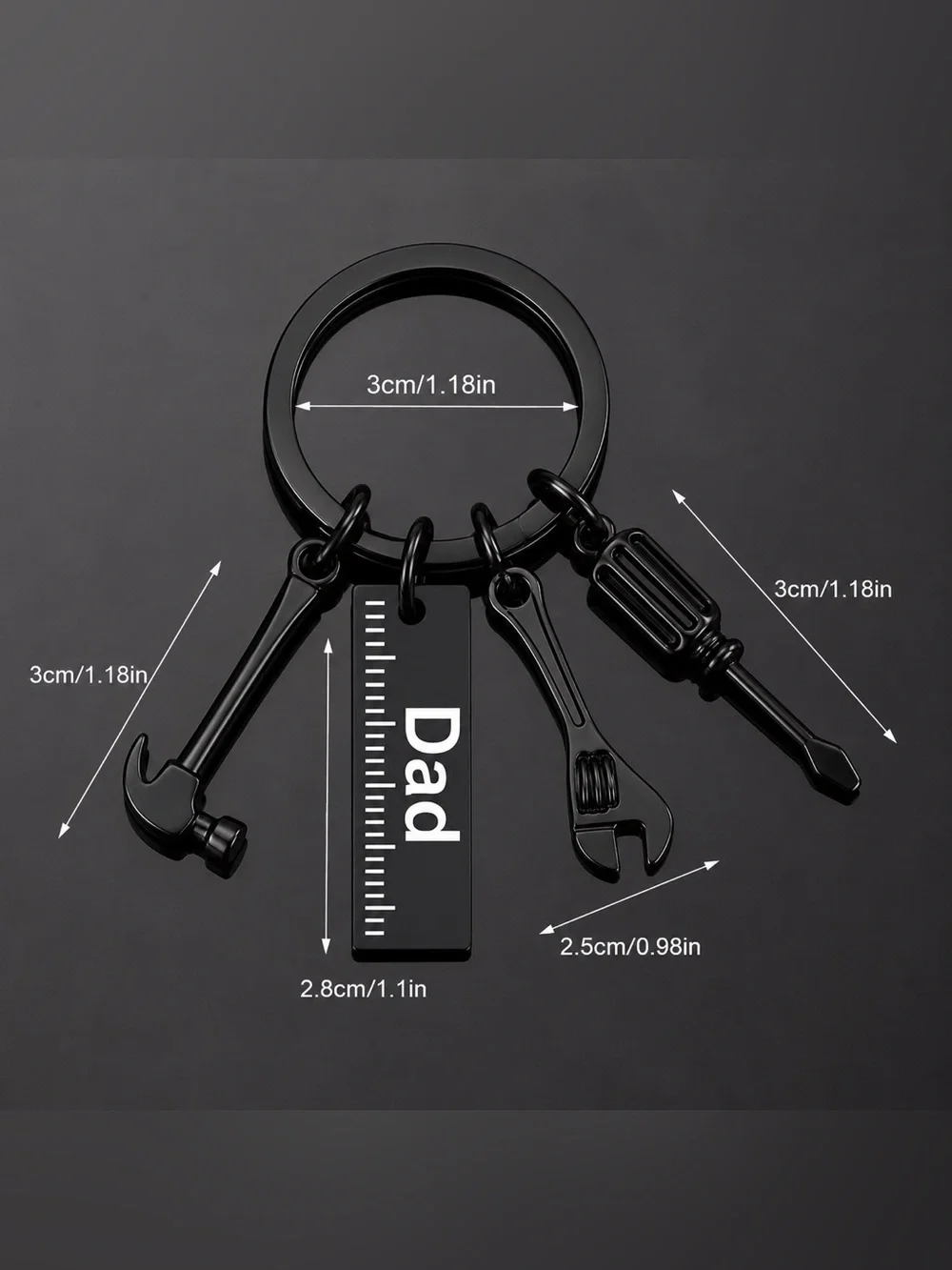 Dad Tool Keychain Gift for Father’s Day | Mini HaBlack 'Dad' Tool Charm Keychain